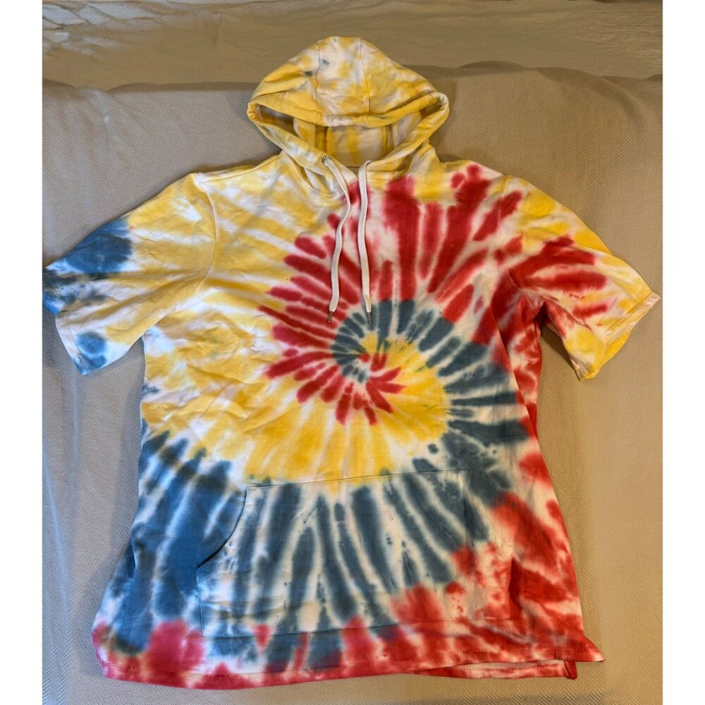 Liberty Blues Men’s XL Tall Tie Dye Short Sleeve Hoodie Pullover Big & Tall